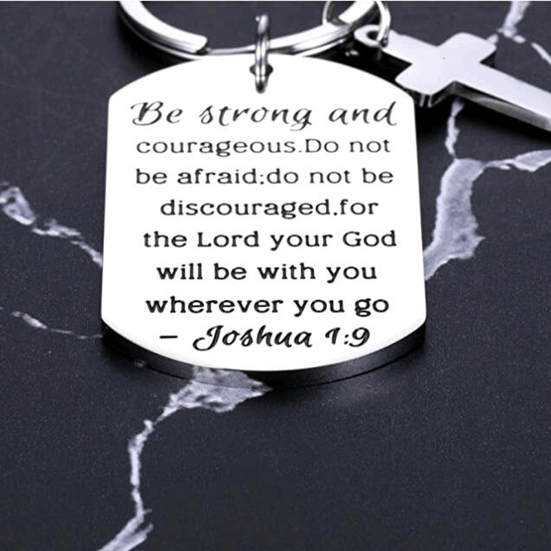 Christian Bible Quote Keyring Joshua 1:9