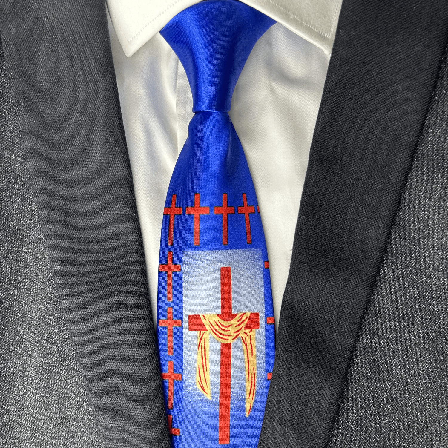 Christian Cross Print Necktie