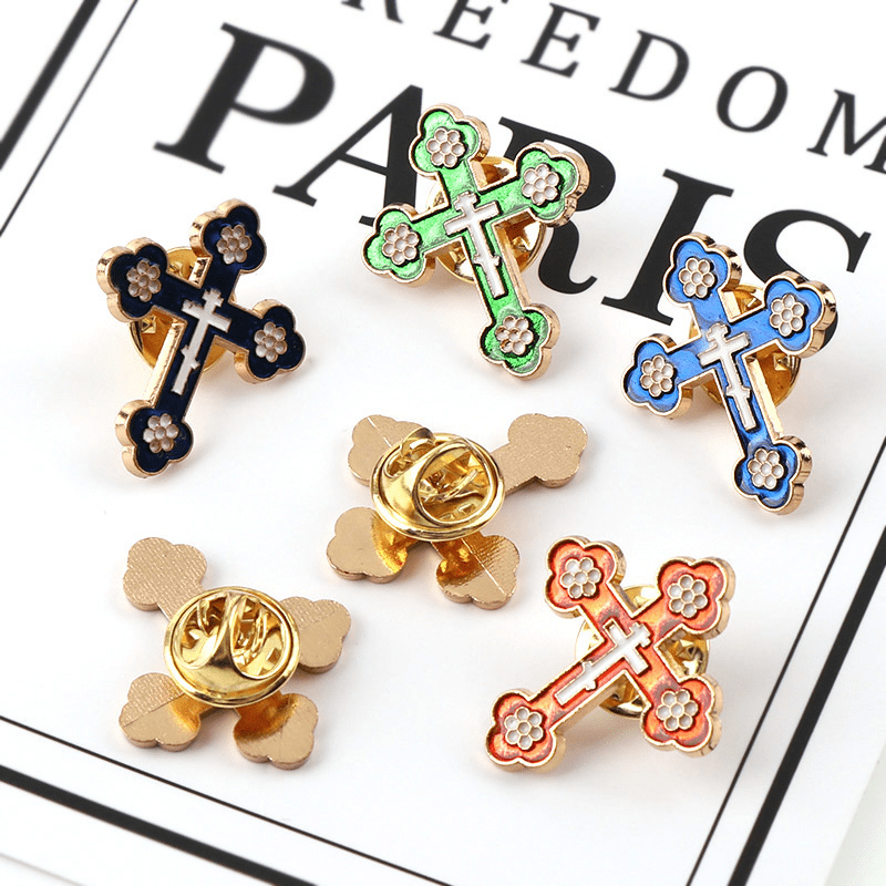 Christian Cross Symbol Colored Enamel Pins