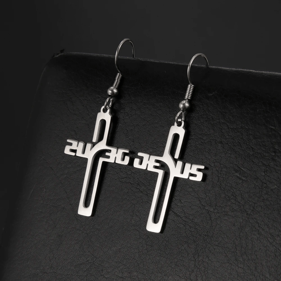 Christian Pendant Cross Jesus Earrings