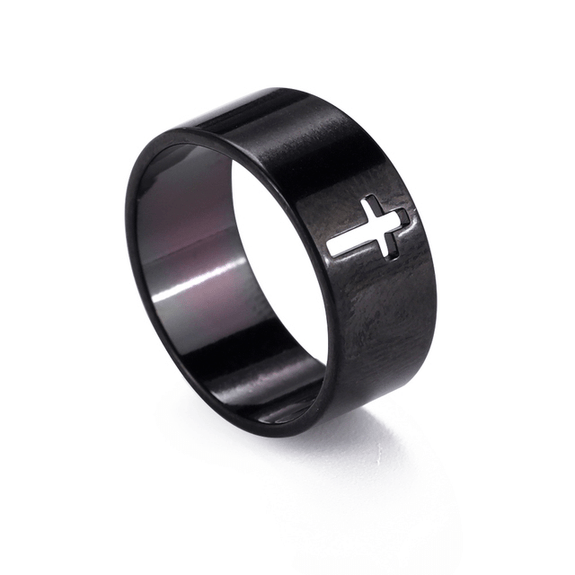 Thick Christian Hollow Cross Ring