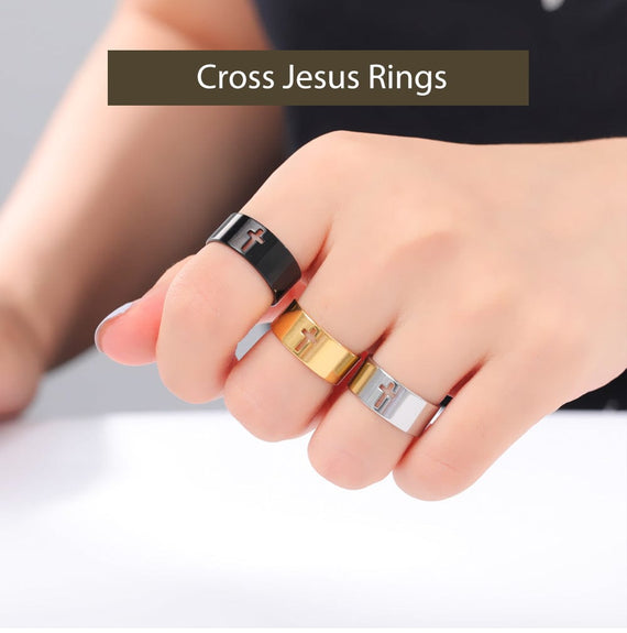 Thick Christian Hollow Cross Ring