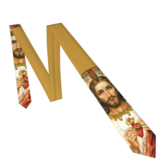 Christian Sacred Heart Print Necktie