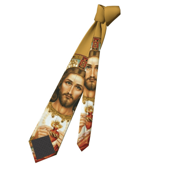 Christian Sacred Heart Print Necktie