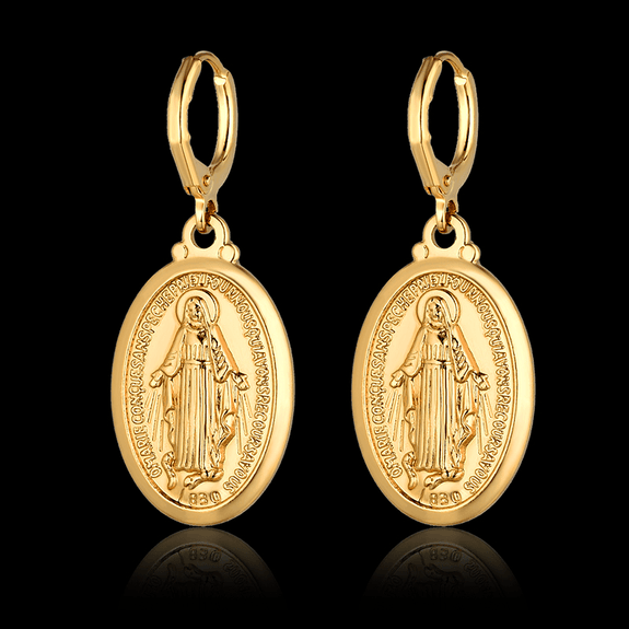 Christian Virgin Mary Drop Dangle Earrings