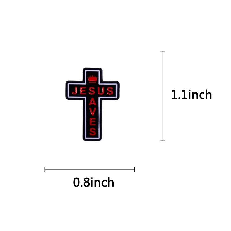 Christian 'Jesus Saves' Cross Enamel Pin