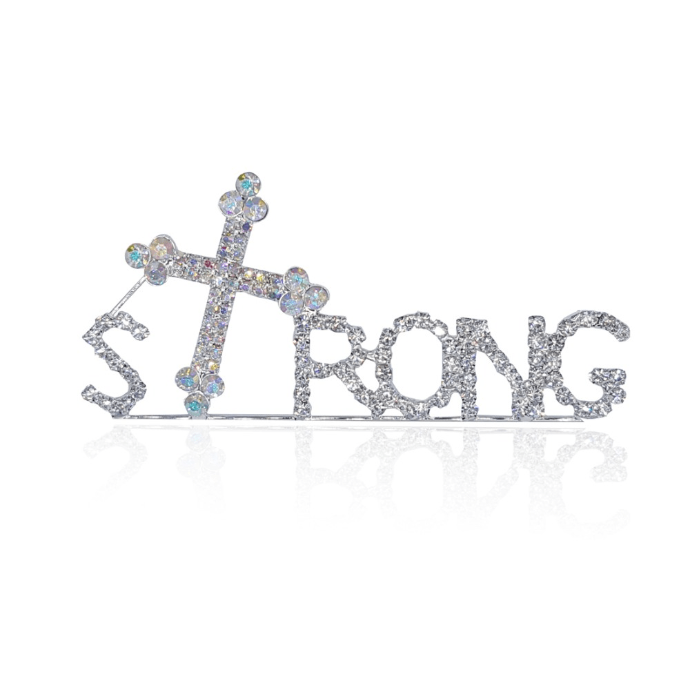 Christian 'Strong' Lapel Pin with Cross Symbol
