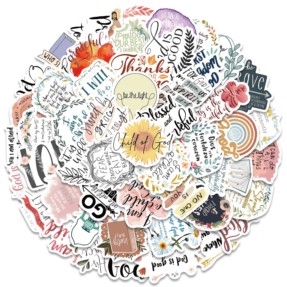 Lord Words Sticker Classic Christian Phrase Sticker Set (50 Stickers) | Religious Quote ...