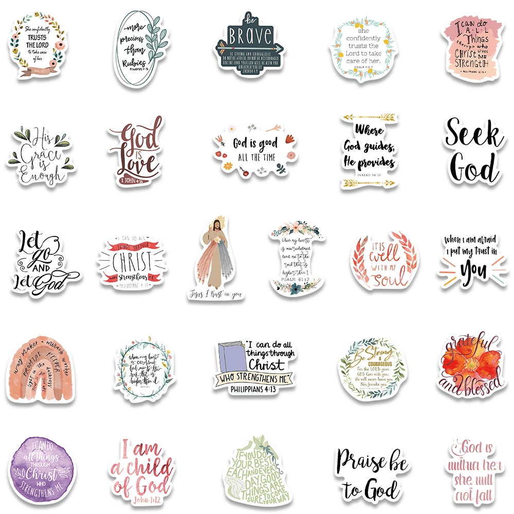 Classic Christian Phrase Sticker Set (50 Stickers)