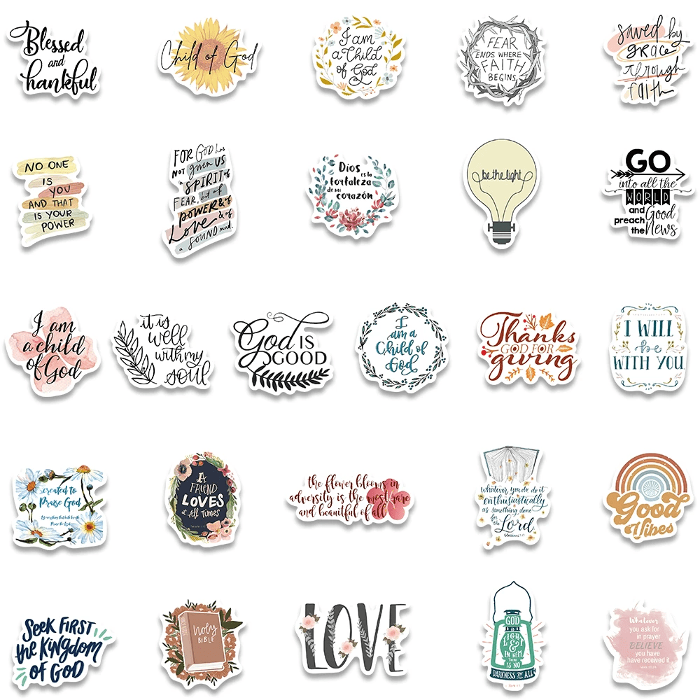Lord Words Sticker Classic Christian Phrase Sticker Set (50 Stickers) | Religious Quote ...
