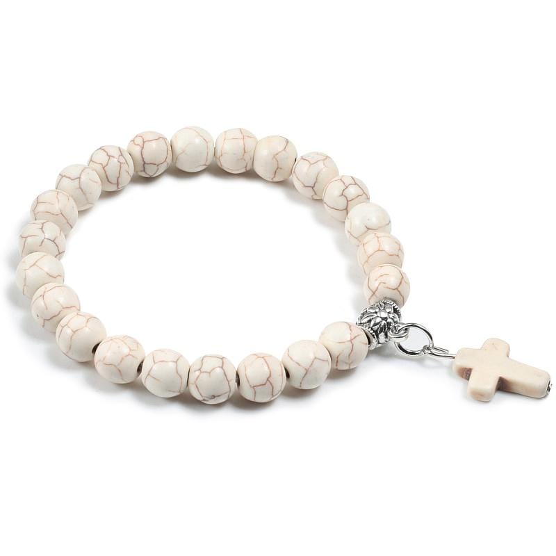 bead bracelet with cross charm