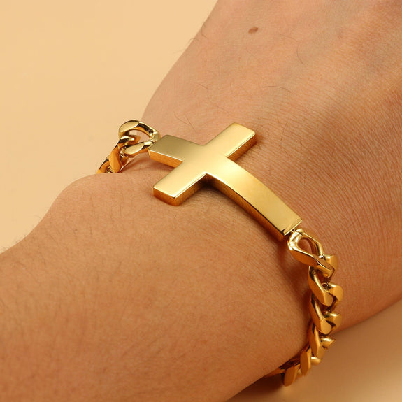 Cuban Chain Christian Cross Bracelet