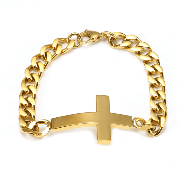 Cuban Chain Christian Cross Bracelet