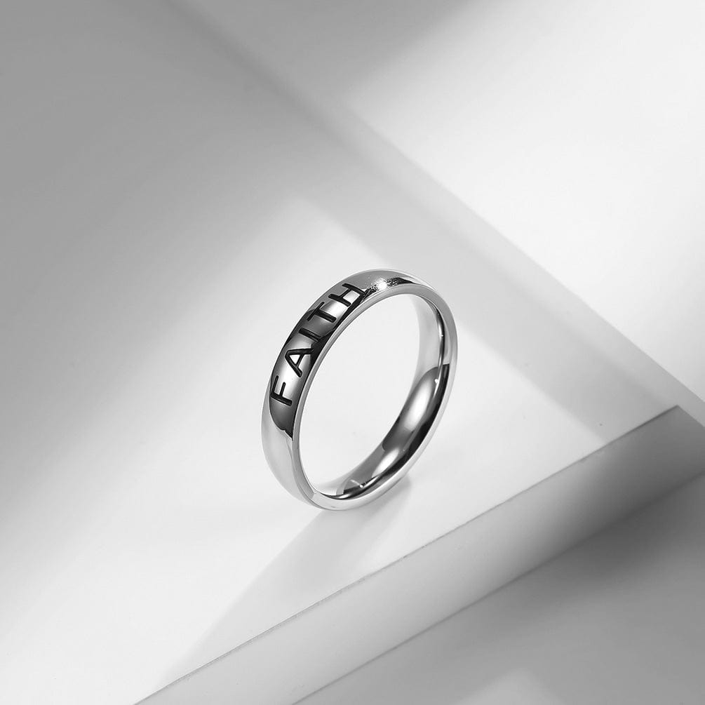 Stainless Steel Engraved Christian Ring