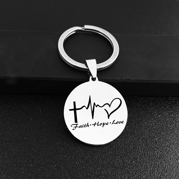 'Faith, Hope, Love' Christian Keyring | Religious Sayings Key Ring ...