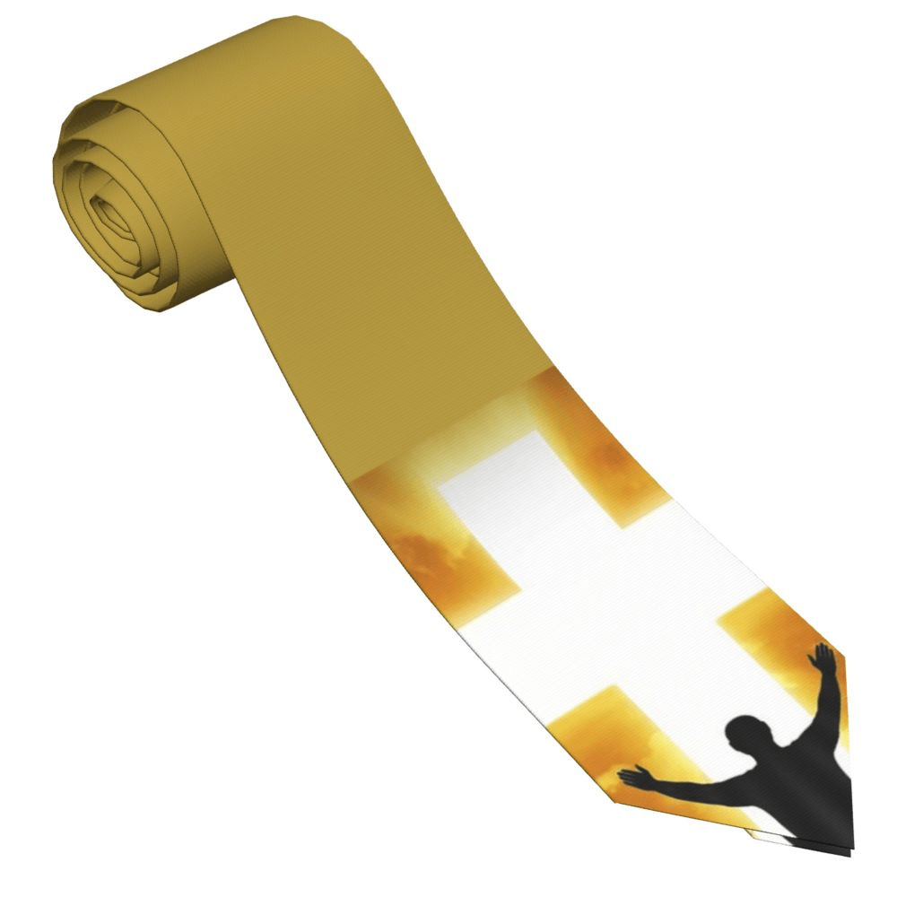 Gold Necktie with Christian Cross