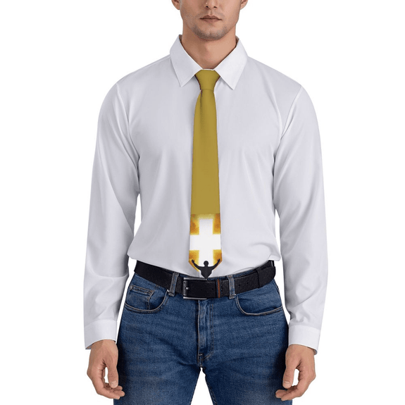 Gold Necktie with Christian Cross