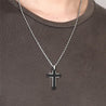 men's black plated cross necklace