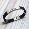 silicone cross bracelet steel
