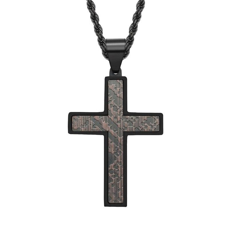 men's black stainless steel cross necklace