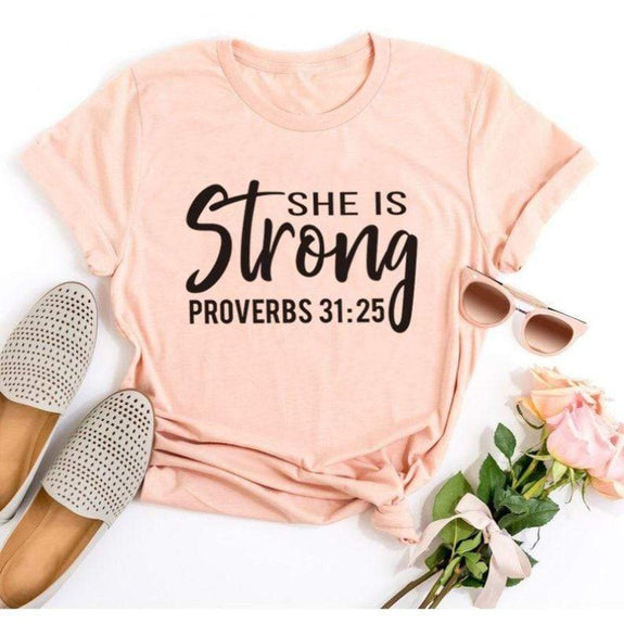 she is strong peach shirt