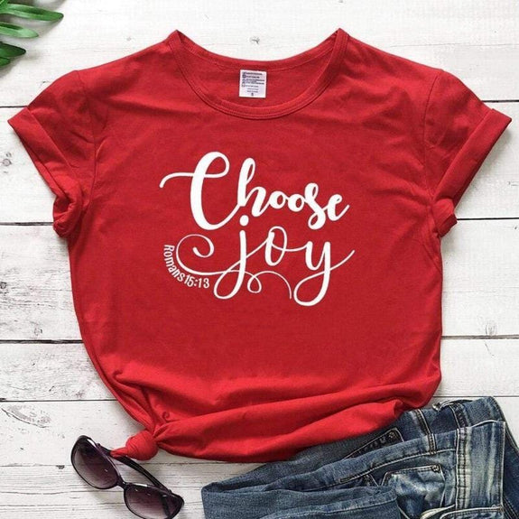 womens t-shirt-choose-joy-red
