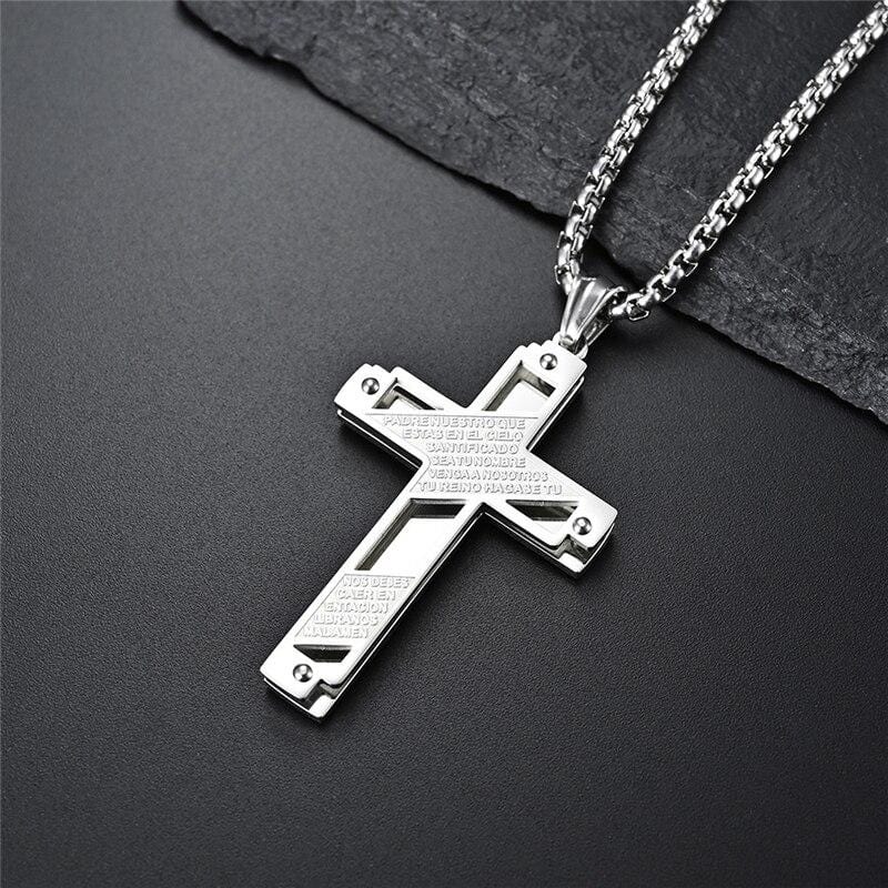 padre nuestro necklace with cross