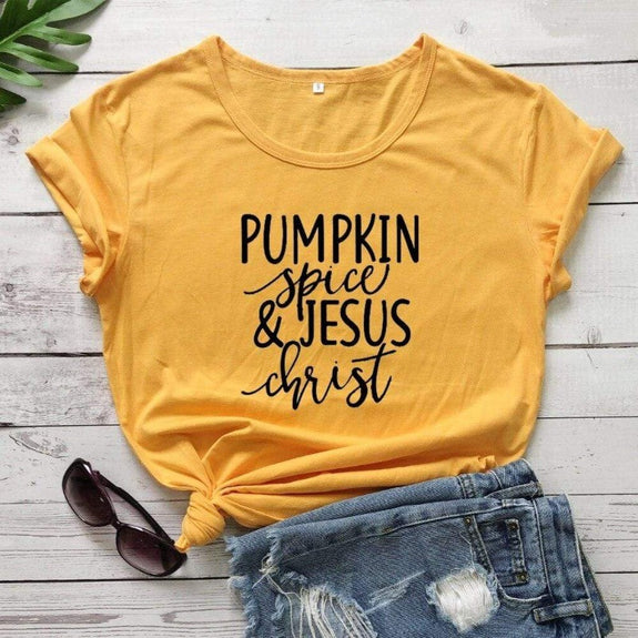 pumpkin-spice-and-jesus-christ-christian tee-shirt