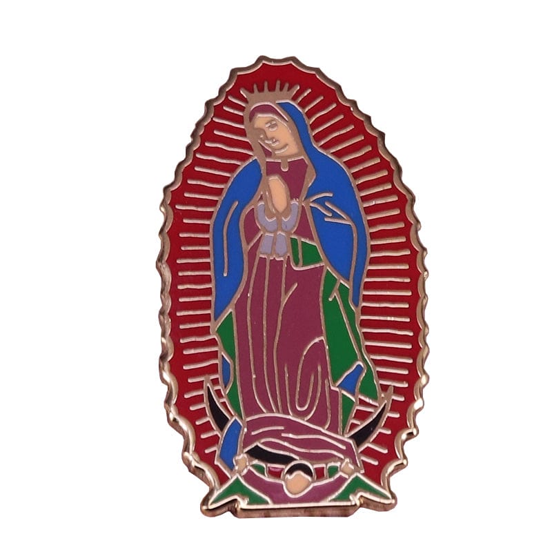 Virgin Mary Enamel Brooch