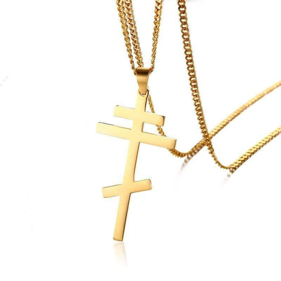 Gold Orthodox Cross Pendant Necklace for Men | Classy Men Collection