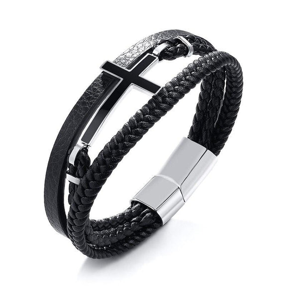 cross bracelet leather band