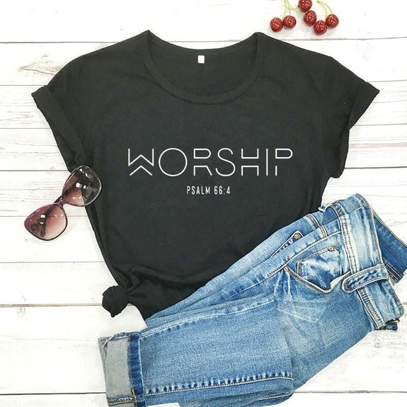 worship  blak tee shirt
