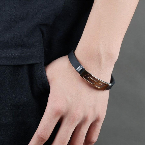 stainless steel cross bracelet silicone for men