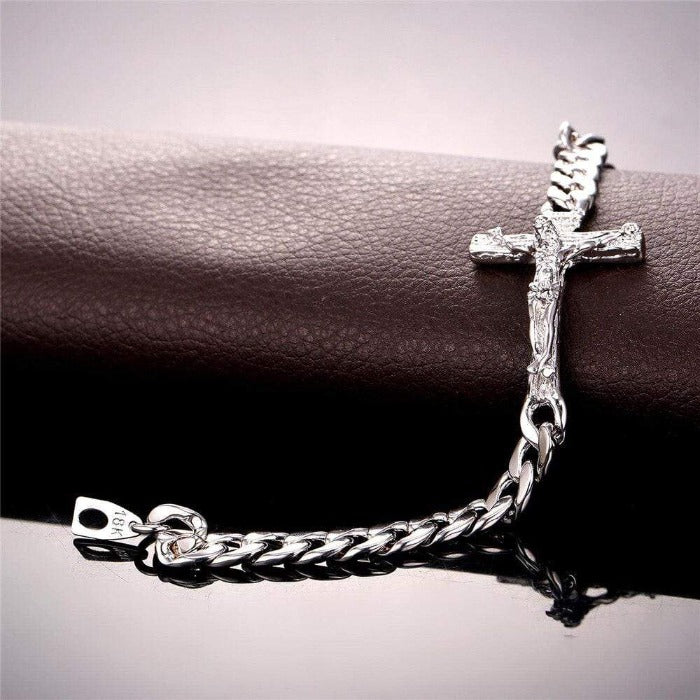 jesus bracelet for men silver plated