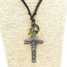 leather crucifix necklace with cross
