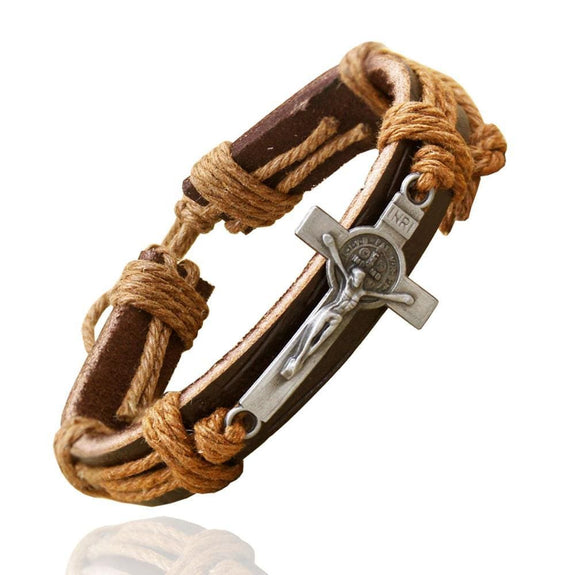 crucifix leather bracelet