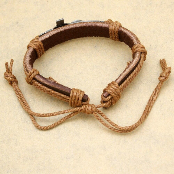crucifix leather bracelet back
