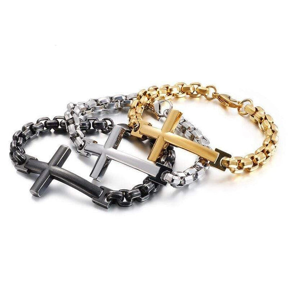 Men's Christian Cross Bracelet steel