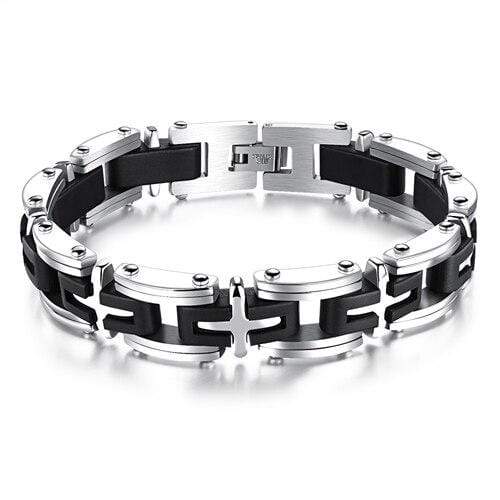 cross link mens bracelet steel