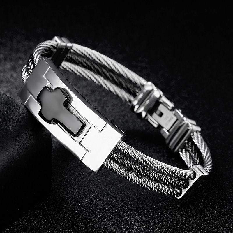 black cross bracelet wire