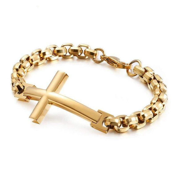 Men's Christian Cross Bracelet gold