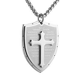 armor of god shield necklace silver