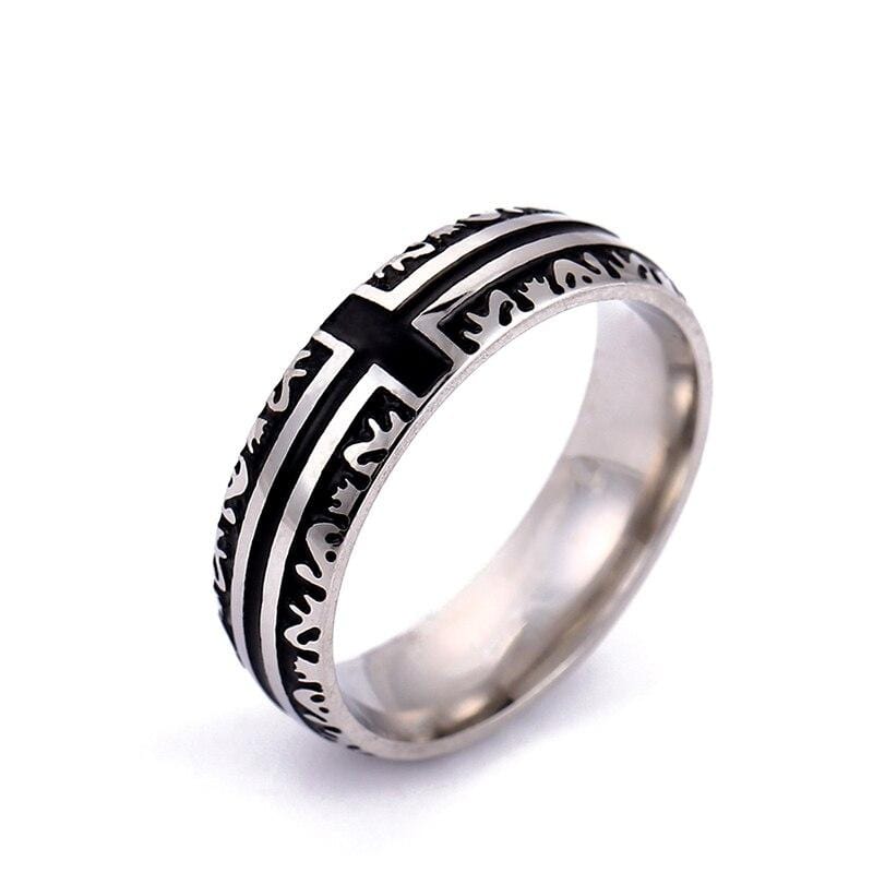 Black Stainless Steel Christian Rings