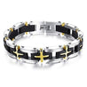 black and gold cross link mens bracelet