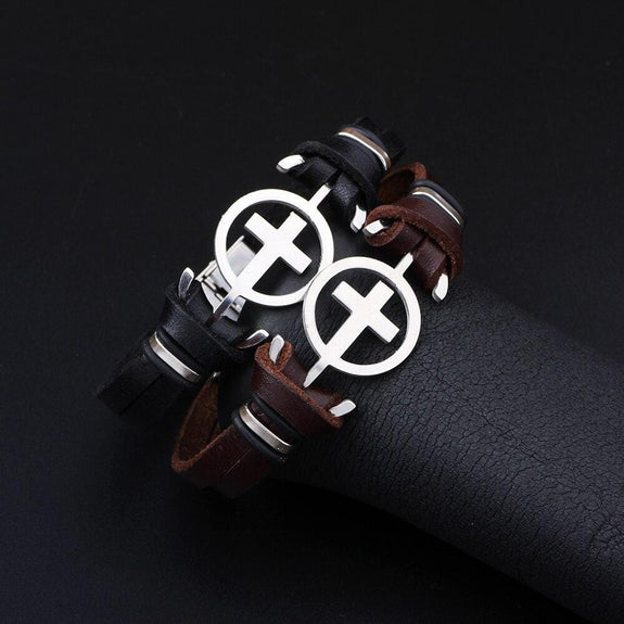 leather-band-cross-bracelets christian