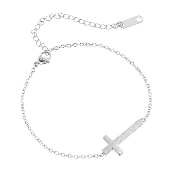 sideways cross bracelet silver