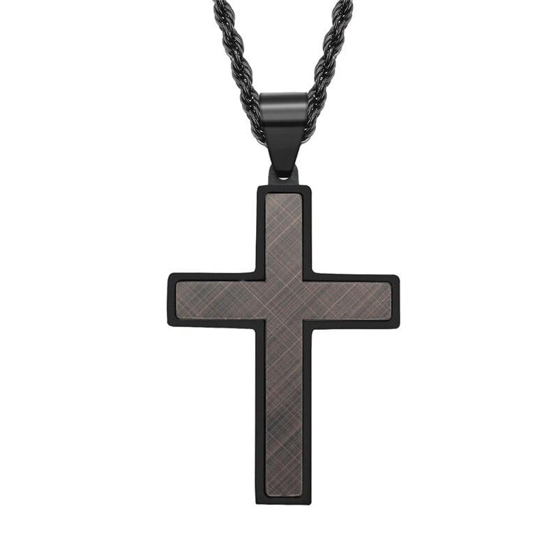 men's black stainless steel cross necklace pendant
