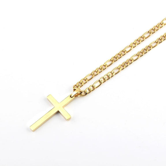 men's gold tone stainless steel cross pendant necklace