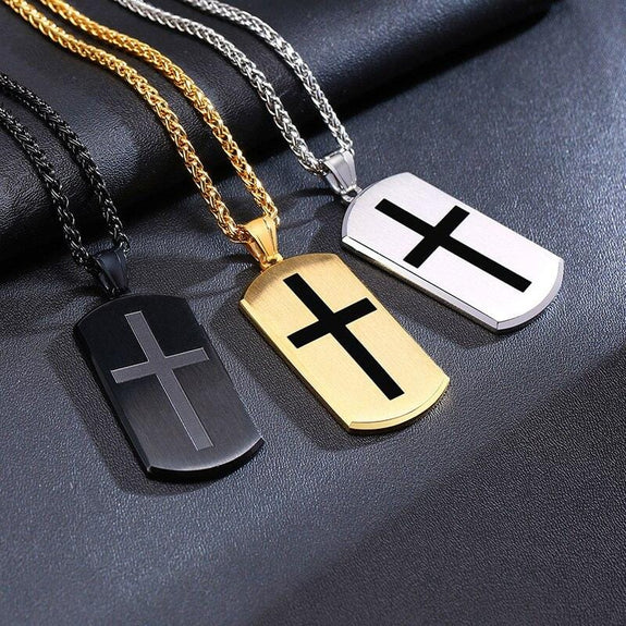 lords prayer dog tag cross pendant