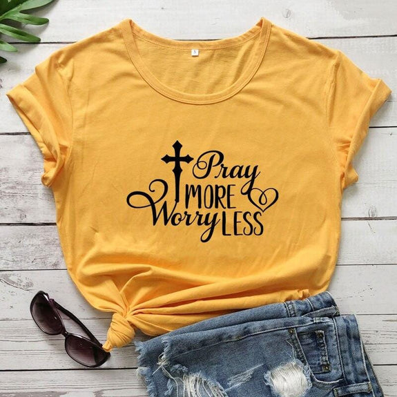 christian shirt pray more worry less